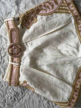 Zimmermann Cream Textured Fabric Piece with Subtle Gold Trim